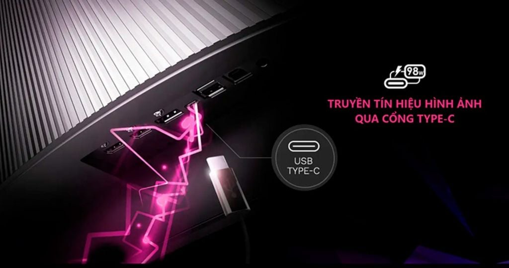 đầy đủ cổng kết nối trên màn hình cong MSI MPG 491CQPX QD-OLED