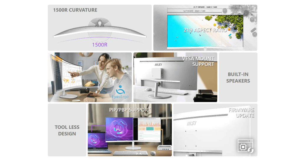 các chức năng chính man hinh cong msi pro mp341cqw e12