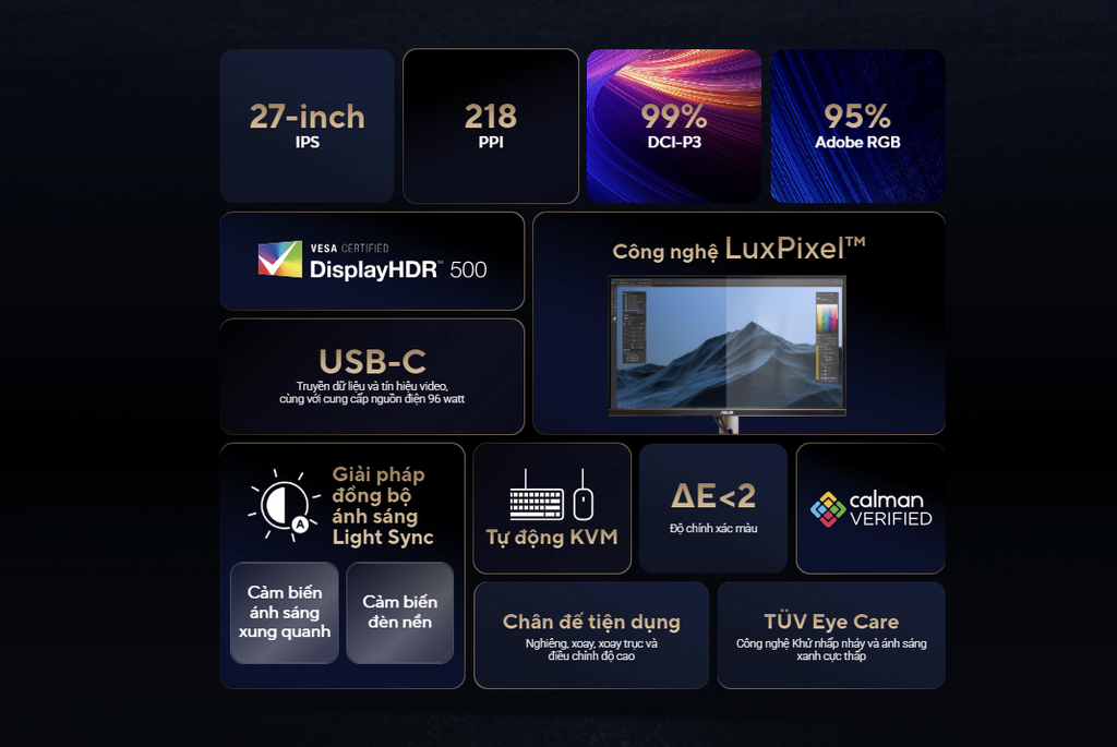Màn hình Asus ProArt PA27JCV mang hiệu năng đồ họa cao