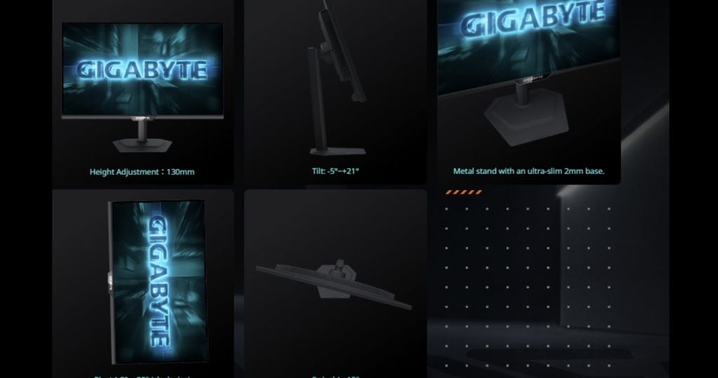 Thiết kế công thái học màn hình Gaming Gigabyte G27Q20