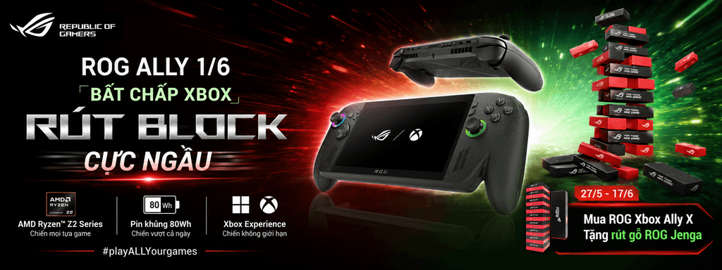 Chương trình mua ROG XBOX ALLY X - Nhận bộ rút gỗ ROG JENGA
