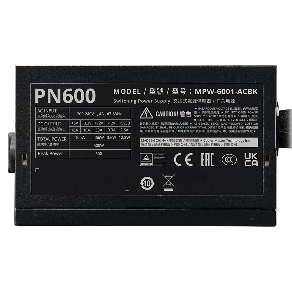 thông tin trên Nguồn Cooler Master Elite NEX 230V PN600 (MPW-6001-ACBK-P)