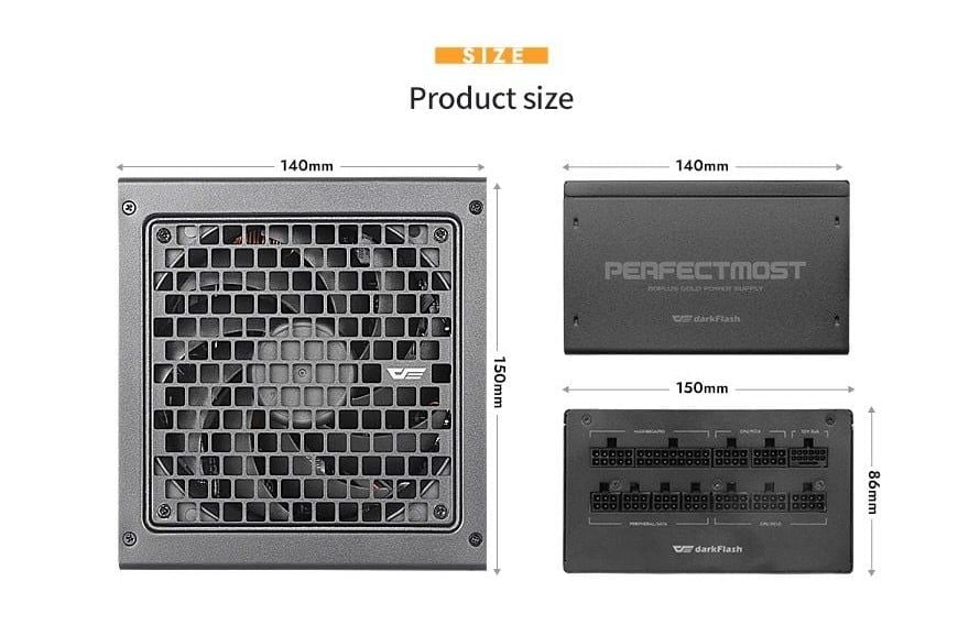 nguon may tinh darkflash pmt1050 gold kích thước