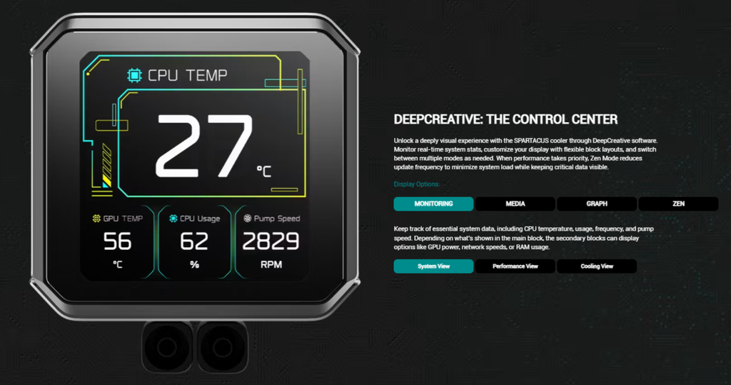 tnar nhiệt nước deepcool spartacus 360 màn hình lcd