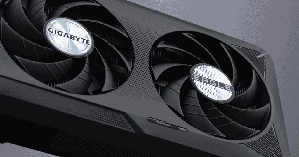 cận phần quạt của vga gigabyte geforce rtx 5060 eagle max oc 8g
