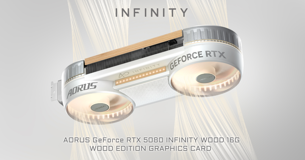 vga gigabyte geforce rtx 5080 aorus infinity wood 16gb gddr7 hướng gió