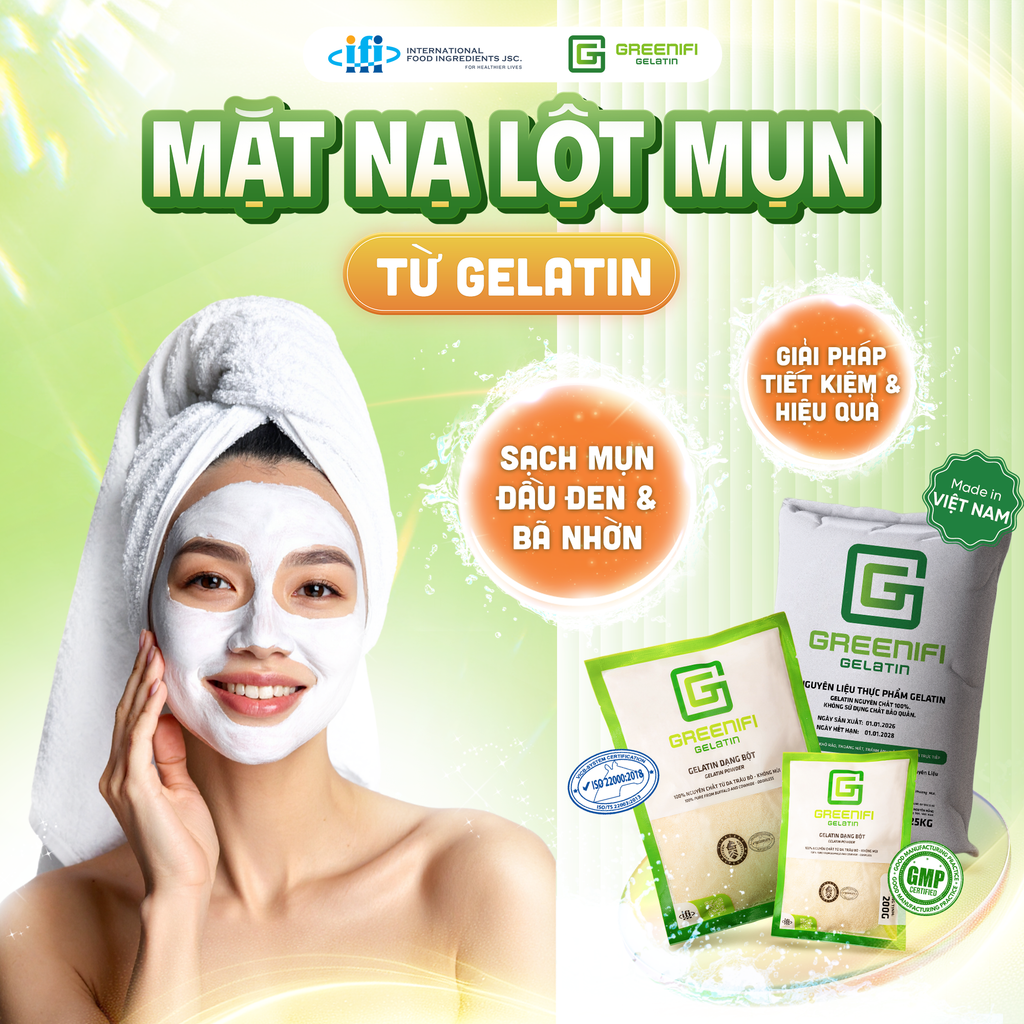 GELATIN TRONG NGÀNH MỸ PHẨM: TỰ LÀM MẶT NẠ LỘT MỤN TẠI NHÀ ĐÚNG CHUẨN