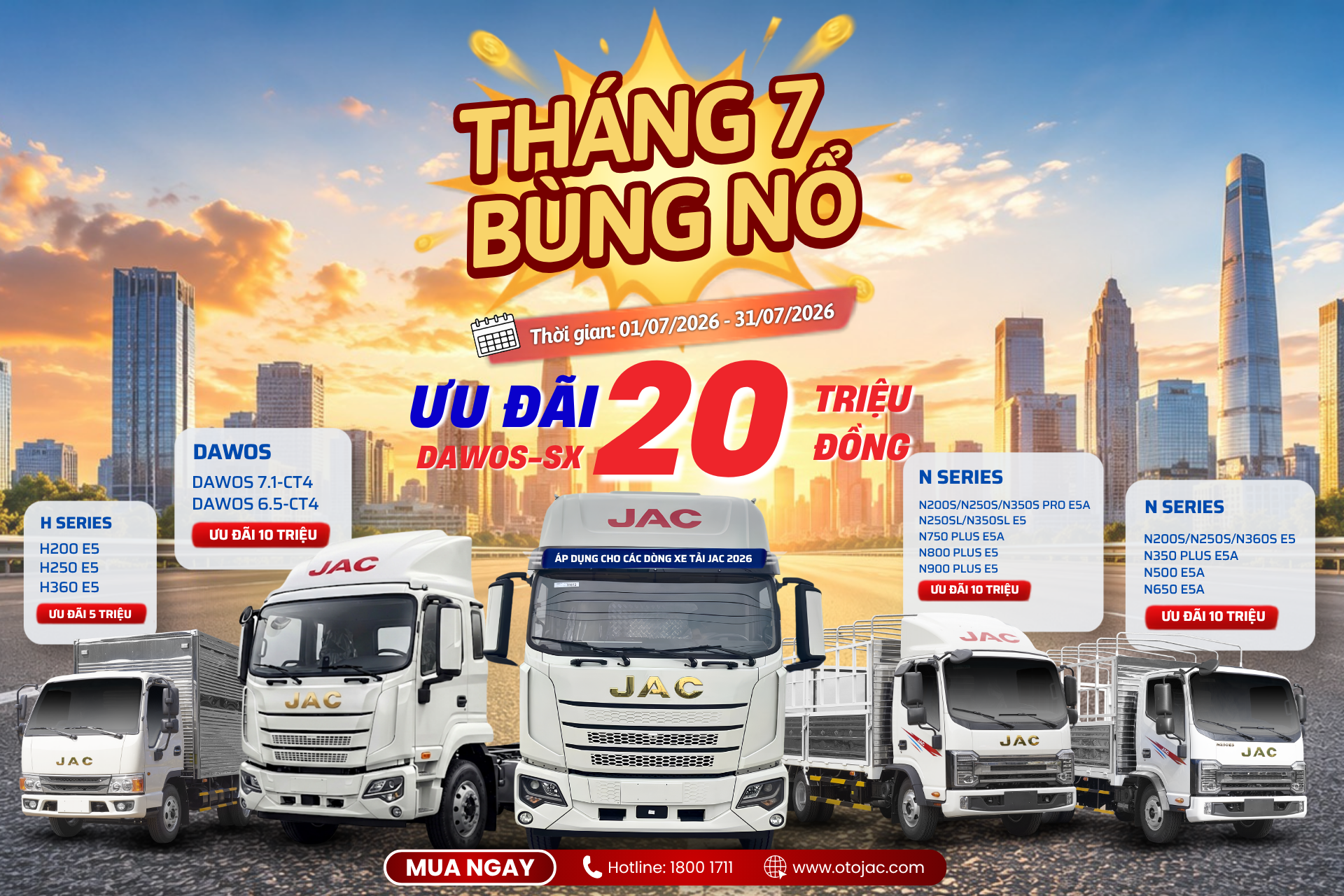THÁNG 7 BÙNG NỔ – GIÁ TỐT CHỐT NHANH CÙNG XE TẢI JAC