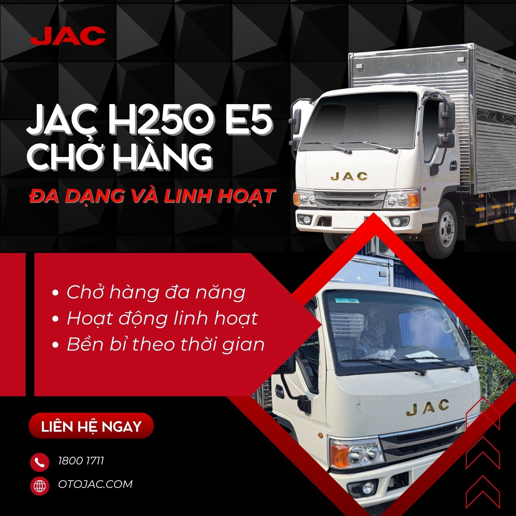 Xe tải JAC H250 E5 chở hàng: đa dạng và linh hoạt