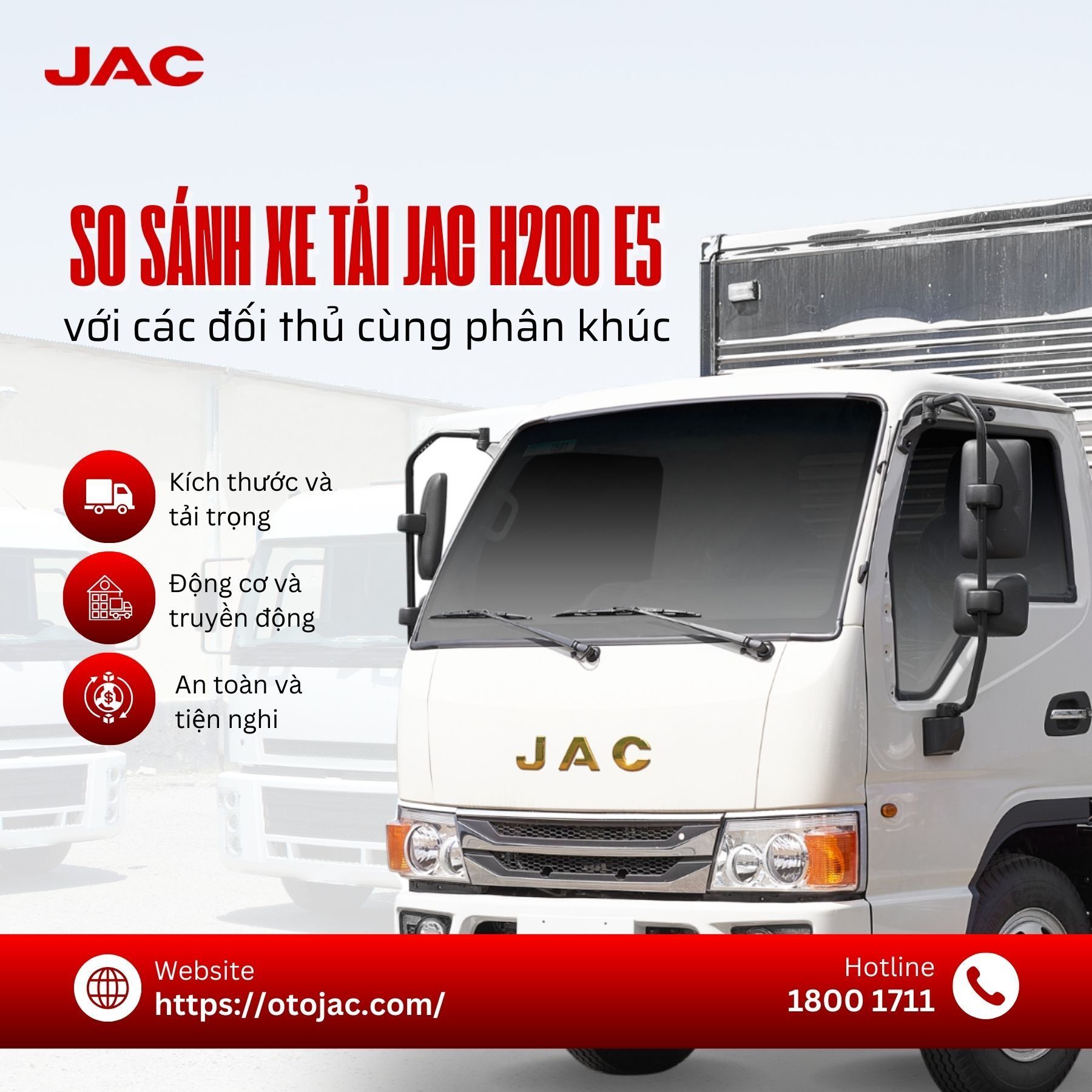 So sánh xe tải JAC H200 E5 với các đối thủ cùng phân khúc