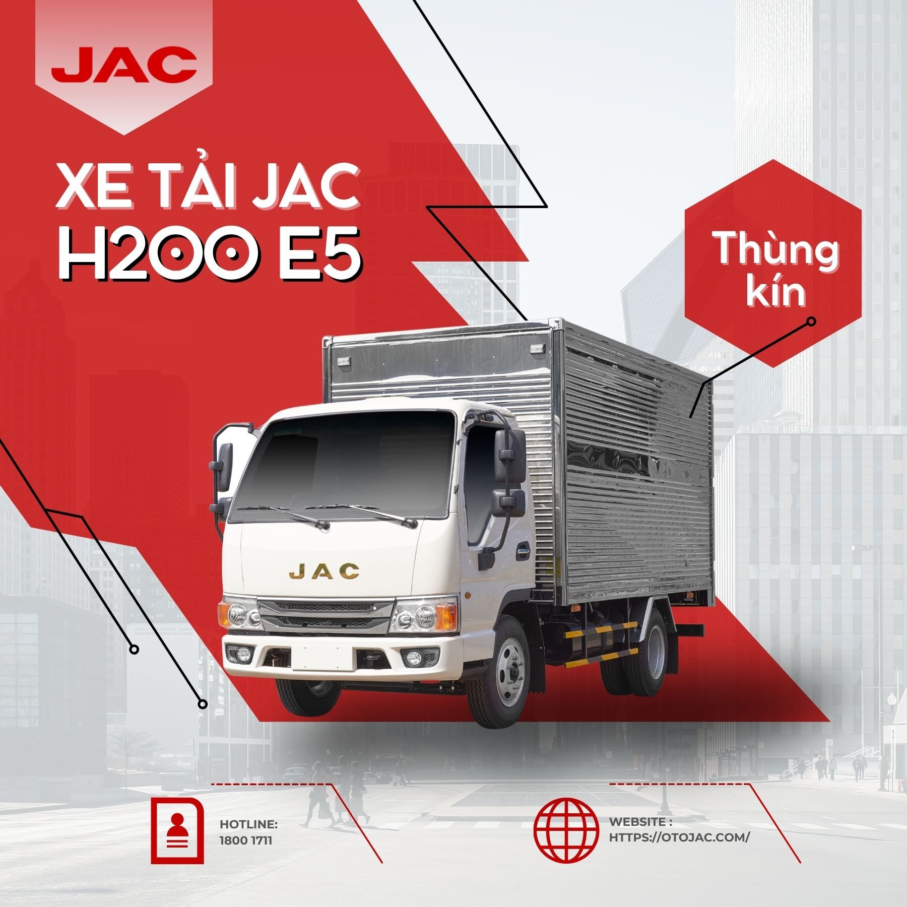 Xe tải JAC H200 E5 thùng kín – Thiết kế nhỏ gọn, hiệu quả trong đô thị