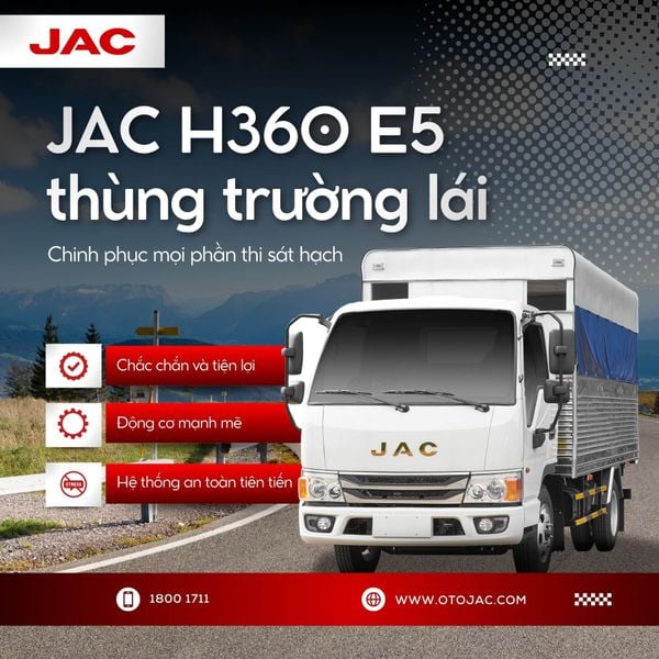 Xe tải JAC H360 E5 thùng trường lái: chinh phục mọi phần thi sát hạch