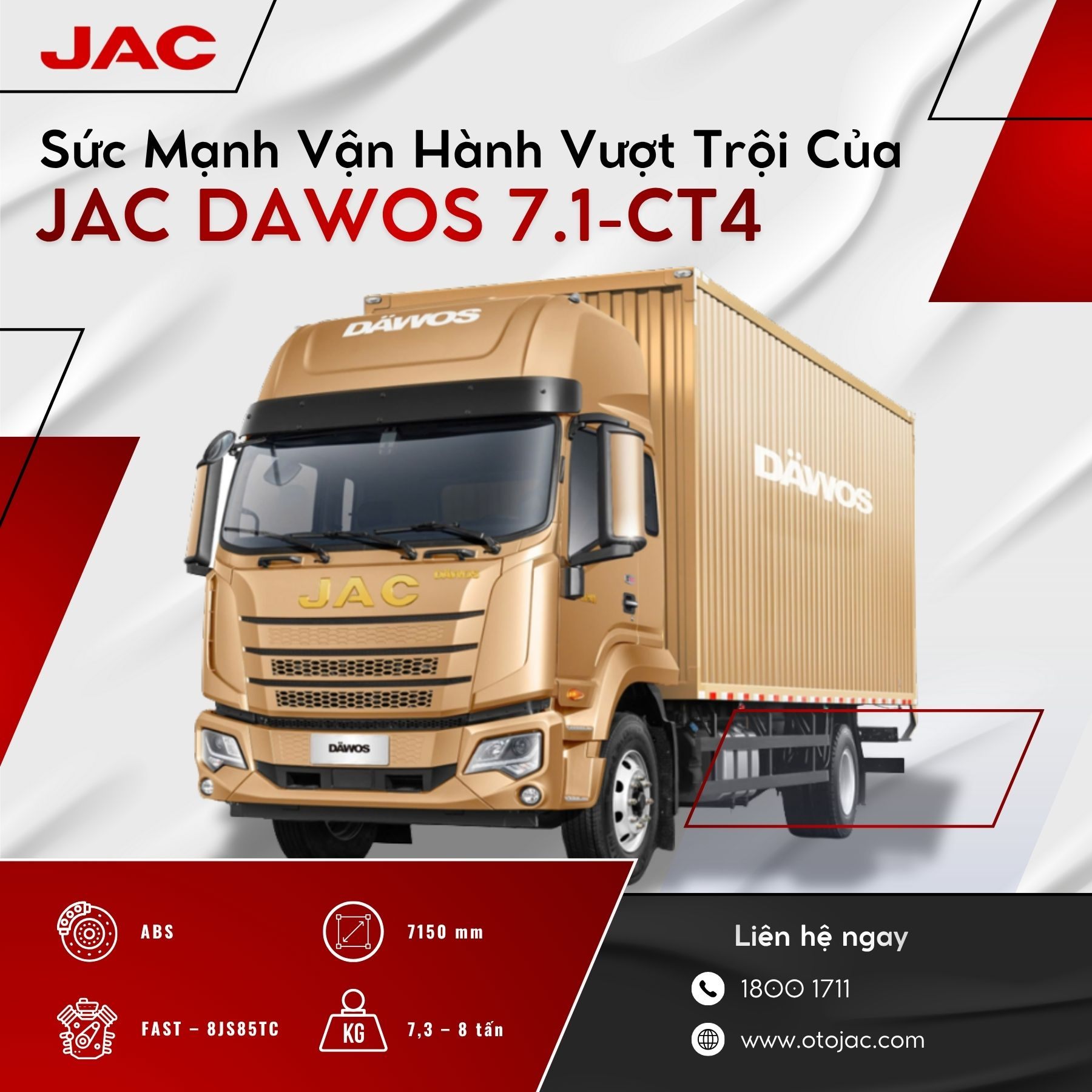 Sức mạnh vận hành vượt trội của xe tải JAC Dawos 7.1-CT4