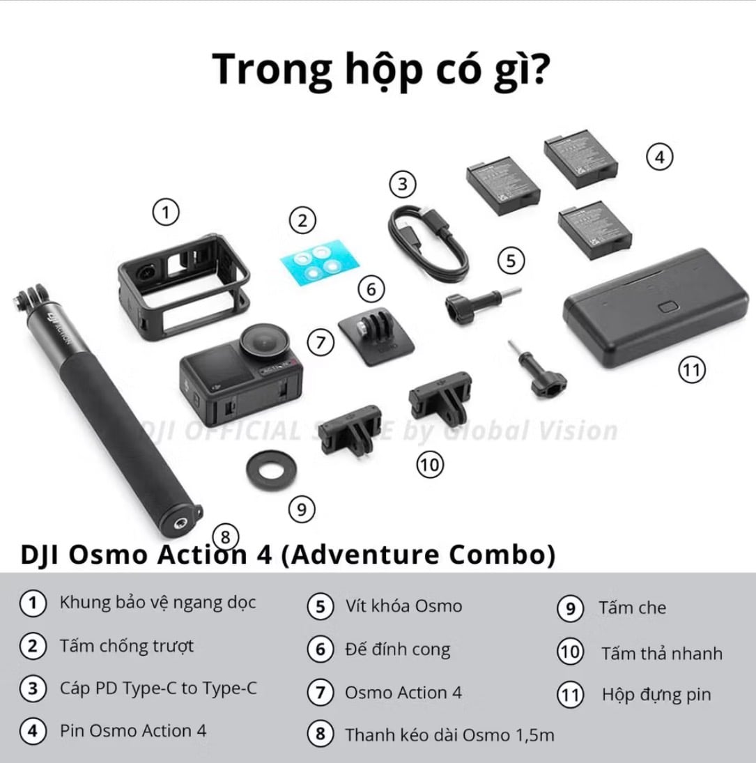DJI Action 4 trong hộp có gì