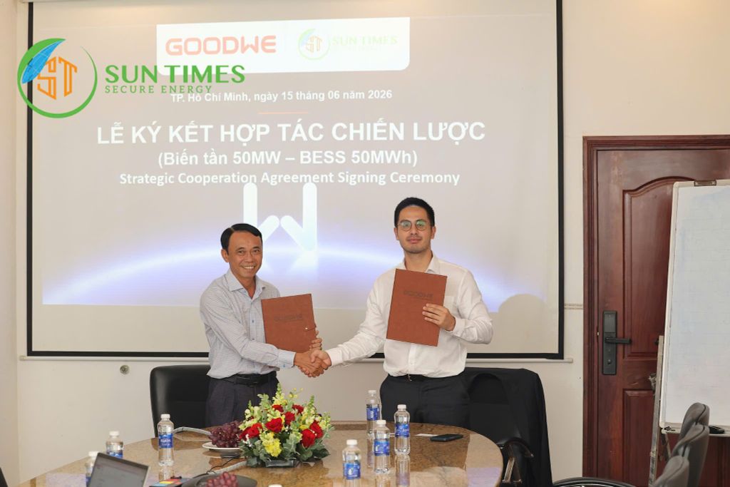 SUN TIMES & GOODWE CHÍNH THỨC KÝ KẾT HỢP TÁC CHIẾN LƯỢC TRIỂN KHAI GIẢI PHÁP NĂNG LƯỢNG TÁI TẠO VÀ LƯU TRỮ NĂNG LƯỢNG