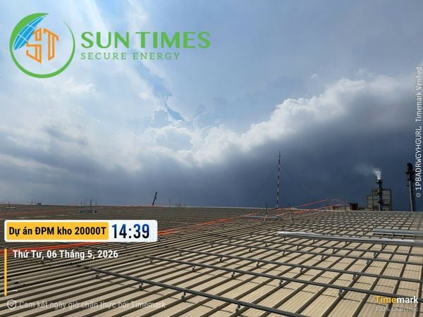 ☀️ HOÀN THÀNH GIAI ĐOẠN LẮP RAIL – DỰ ÁN ĐIỆN MẶT TRỜI 1.650 kWp TẠI KHO 20.000 TẤN ĐẠM PHÚ M