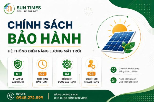 CHÍNH SÁCH BẢO HÀNH HỆ THỐNG ĐIỆN NĂNG LƯỢNG MẶT TRỜI SUN TIMES
