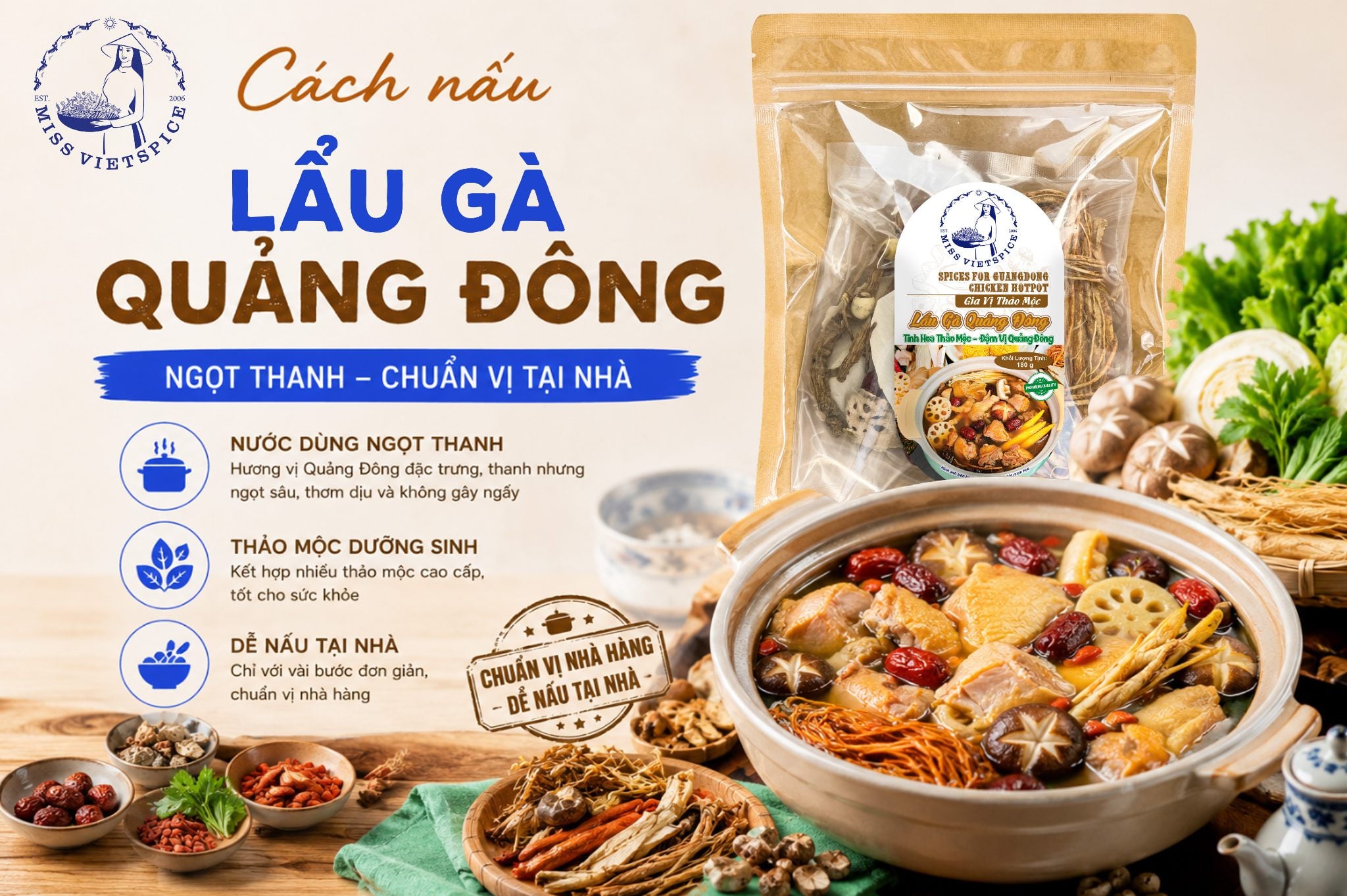 CÁCH NẤU LẨU GÀ QUẢNG ĐÔNG NGỌT THANH CHUẨN VỊ TẠI NHÀ