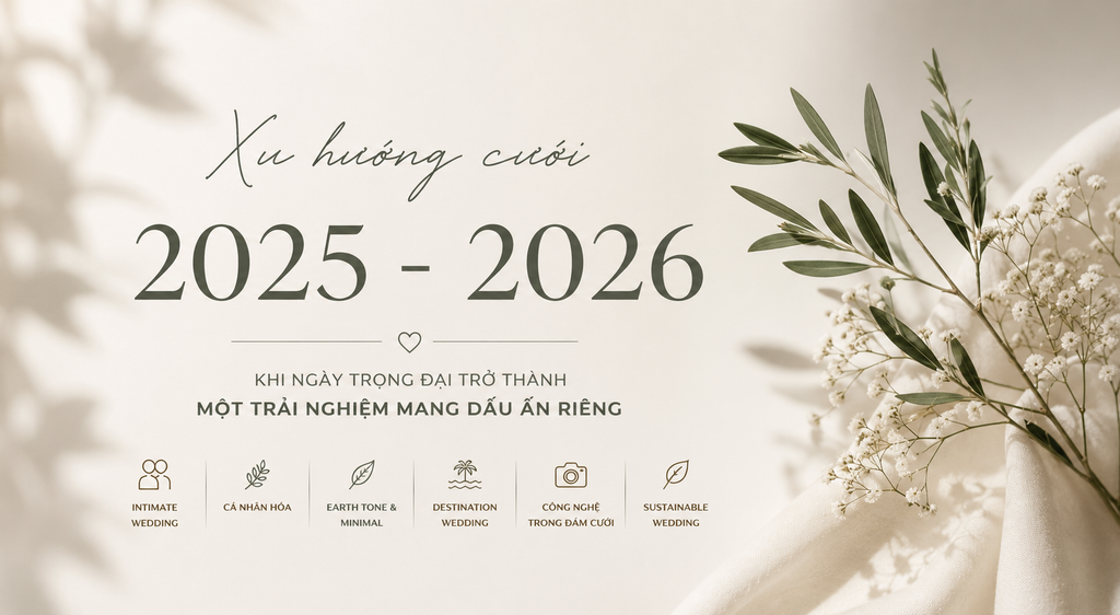 Xu Hướng Cưới 2025 - 2026: Khi Ngày Trọng Đại Trở Thành Một Trải Nghiệm Mang Dấu Ấn Riêng