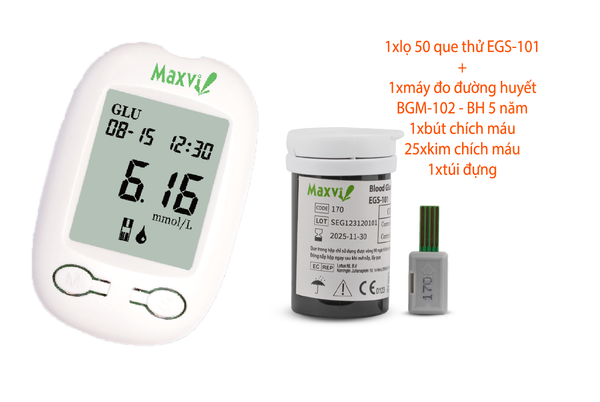 Dòng máy đo đường huyết BGM-102 giá tốt đi kèm que thử đường huyết EGS-101 chính hãng