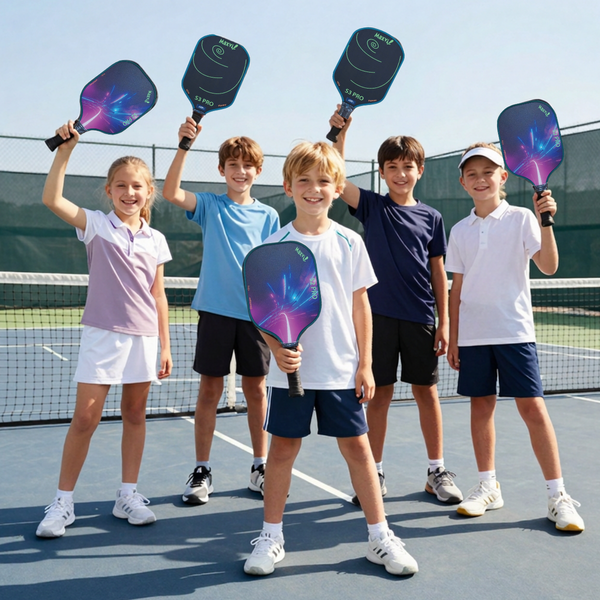 Trẻ em từ 7 đến 15 tuổi tập chơi với vợt pickleball dày 14mm