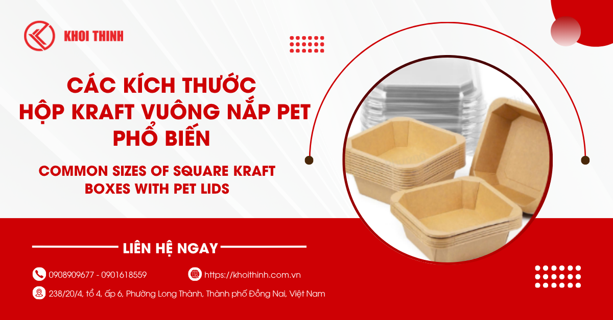 Các kích thước hộp kraft vuông nắp PET phổ biến nhất hiện nay