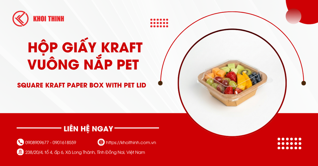 Những điều cần biết về hộp giấy kraft vuông nắp PET đựng trái cây