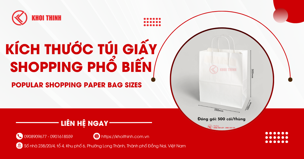 Kích thước túi giấy shopping phổ biến hiện nay theo tiêu chuẩn