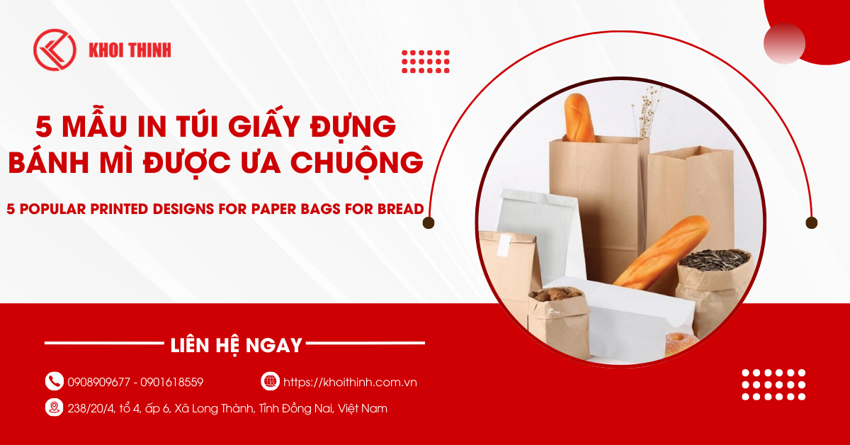 Top 5 mẫu in túi giấy đựng bánh mì được ưa chuộng hiện nay