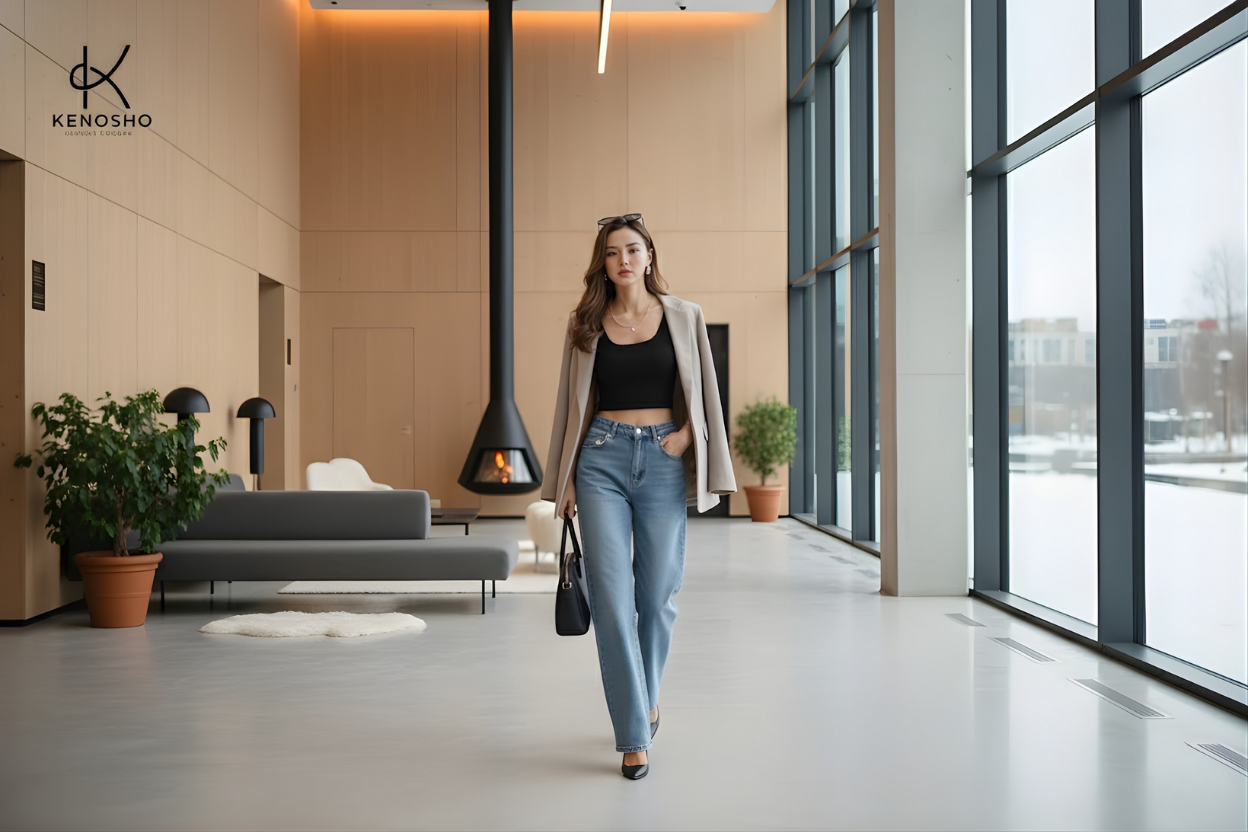 Áo Croptop Đen: Phối Layering Cá Tính Với Quần Da Và Boots