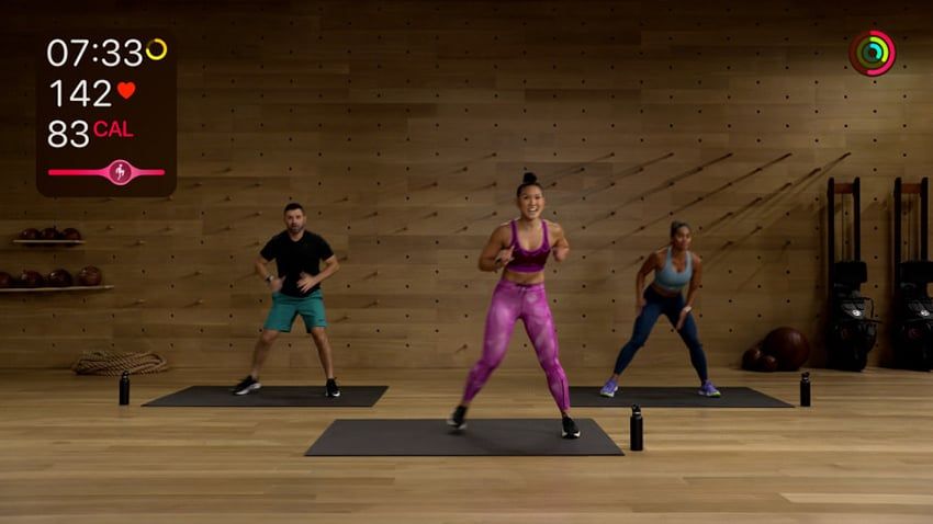 Apple Fitness workout video scene.