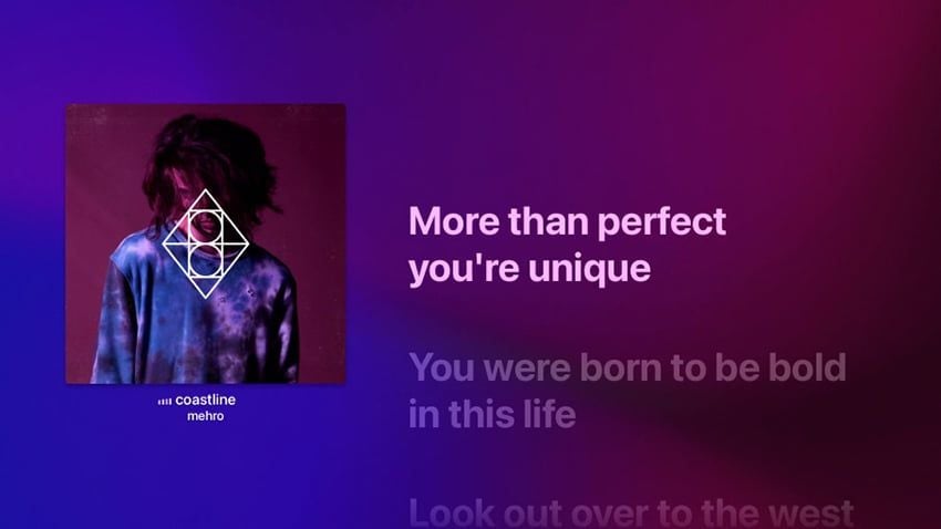 Apple Music lyric display screen.