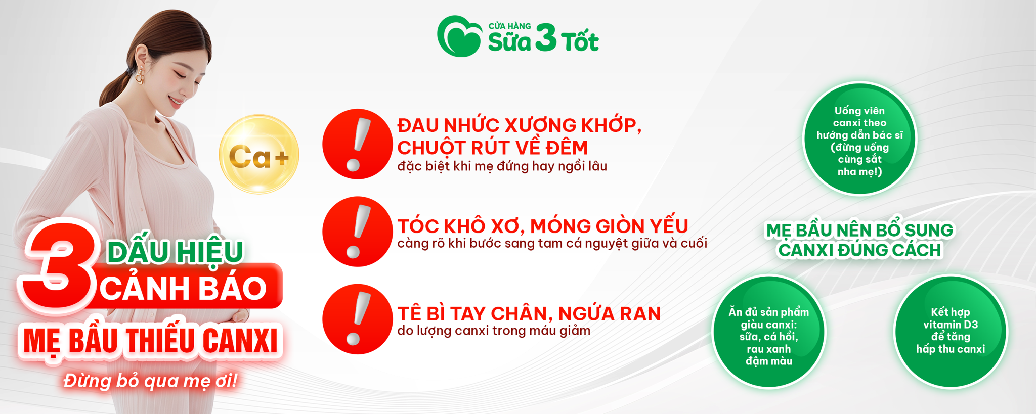 🦴 3 DẤU HIỆU CẢNH BÁO MẸ BẦU THIẾU CANXI - ĐỪNG BỎ QUA MẸ ƠI!