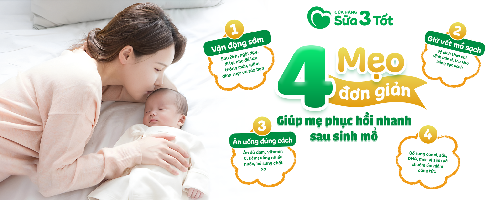 Sinh mổ xong, muốn nhanh khỏe để chăm con - Mẹ đừng bỏ qua 4 bí quyết này nhé!