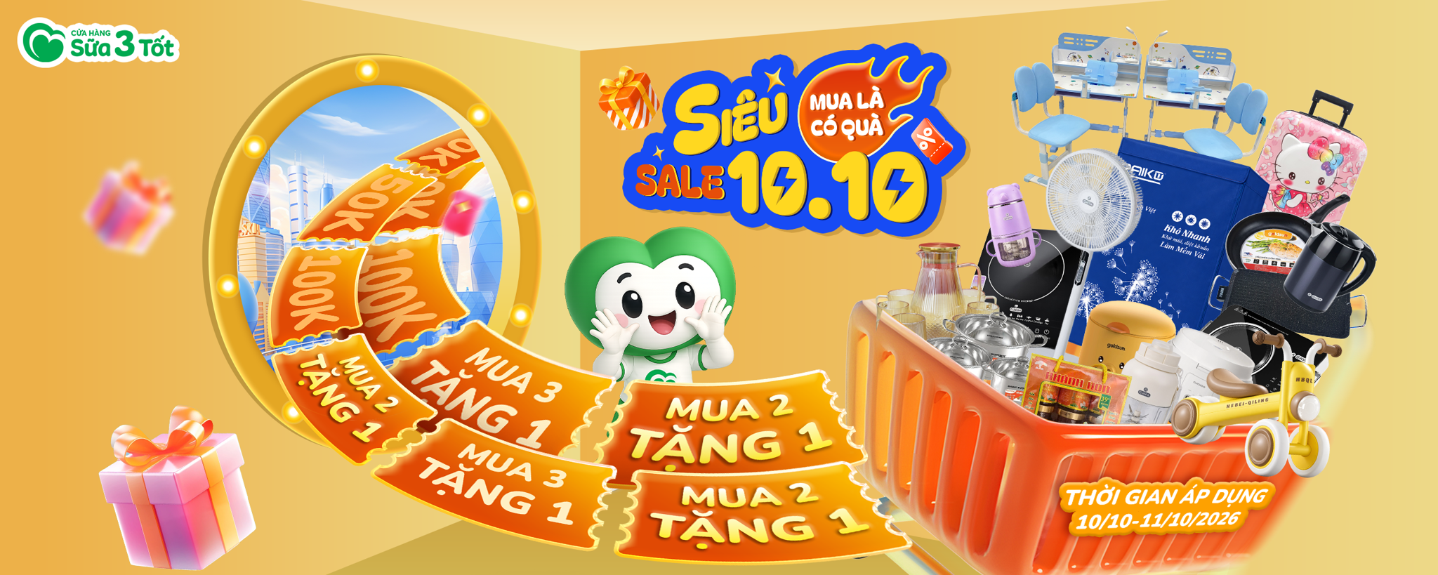 🎉 [10.10 - 11.10] SIÊU SALE NGÀY ĐÔI - MUA LÀ CÓ QUÀ + CƠ HỘI RINH DEAL MUA 2 TẶNG 1 + TRÚNG  QUÀ ĐẾN 1.500.000Đ