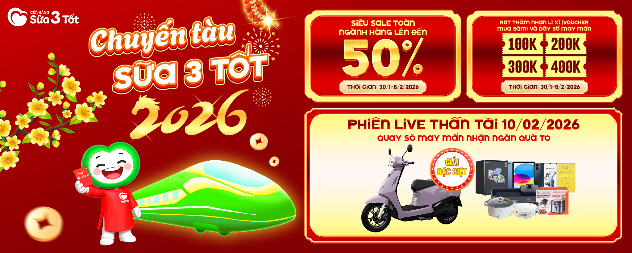 🚨 LÊN TÀU LIỀN TAY – LỘC VỀ ĐẦY VÍ CÙNG CHUYẾN TÀU SỮA 3 TỐT 2026 - TRI ÂN HÀNH TRÌNH - GẮN KẾT YÊU THƯƠNG BA MẸ ƠI!