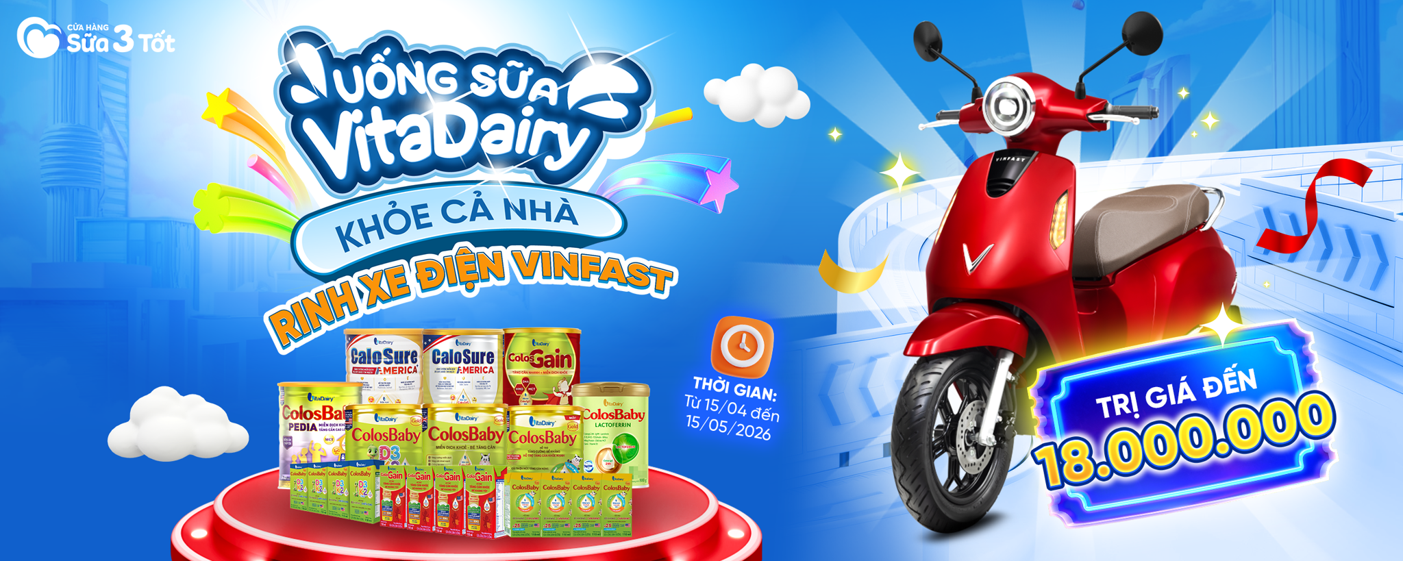 🔥🚨 UỐNG SỮA VITADAIRY - KHỎE CẢ NHÀ, RINH XE ĐIỆN VINFAST