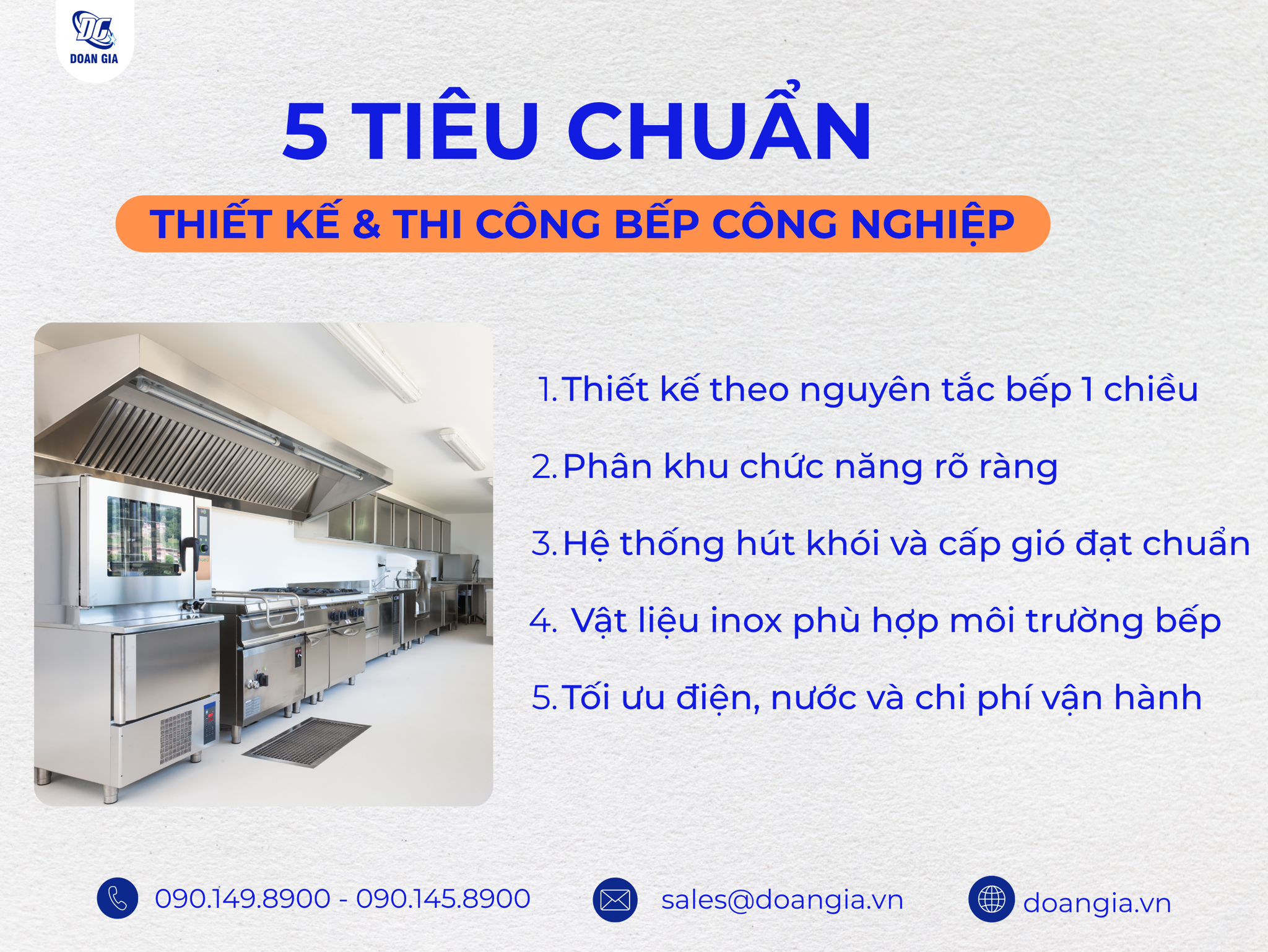 tiêu chuẩn thiết kế bếp công nghiệp