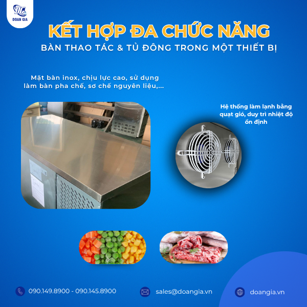 tủ đông bàn chặt inox