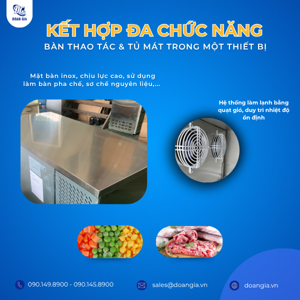 tủ mát bàn chặt inox cao cấp