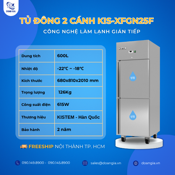 tủ đông 2 cánh gián tiếp