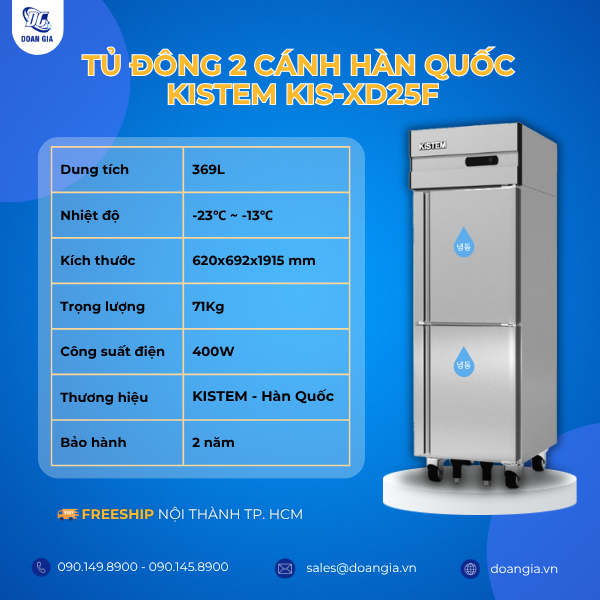 thông số kỹ thật tủ đông 2 cửa trực tiếp