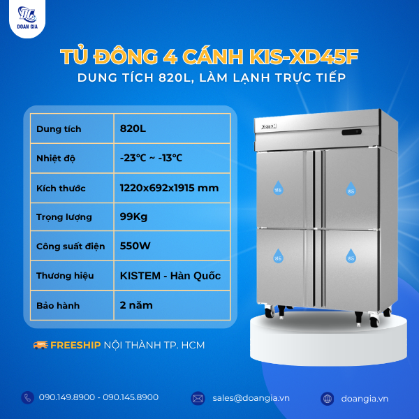 tủ đông 4 cánh  trực tiếp