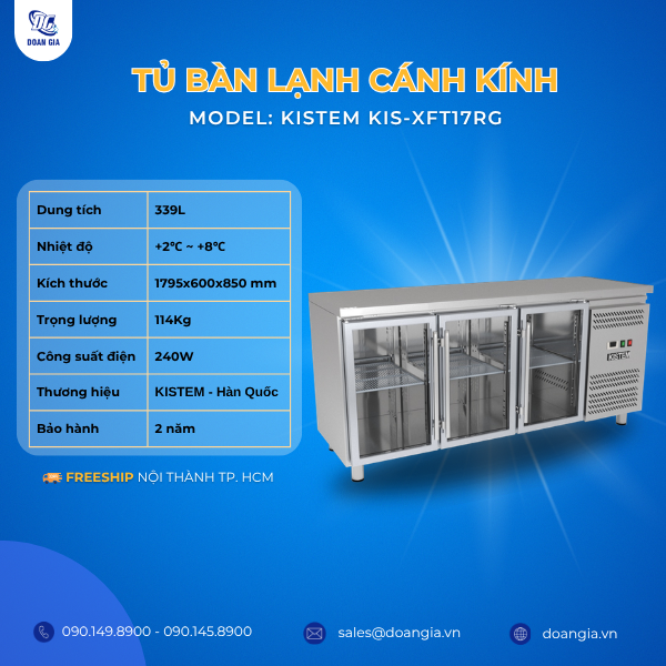 tủ bàn mát cánh kính gián tiếp