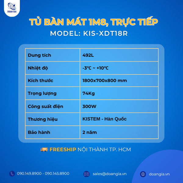 tủ bàn mát 1m8