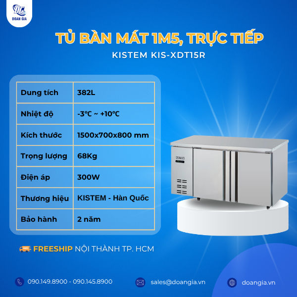 tủ bàn mát 1m5, trực tiếp