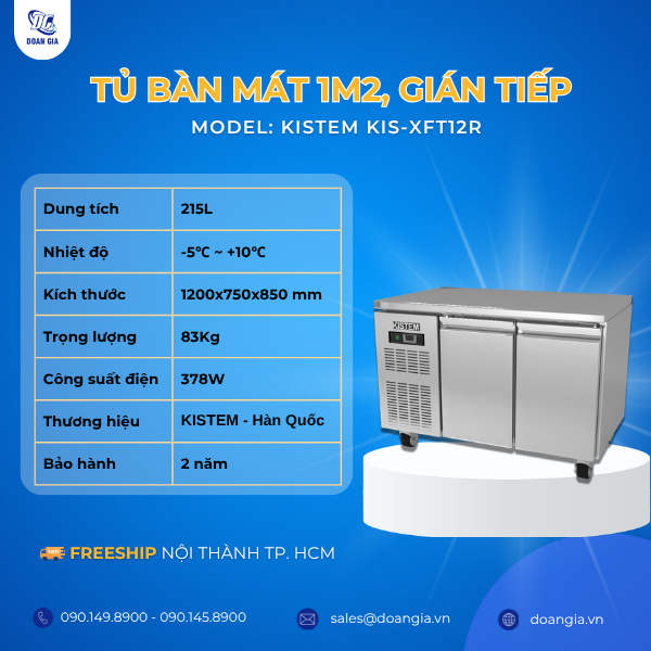 thông số tủ bàn mát 1m2