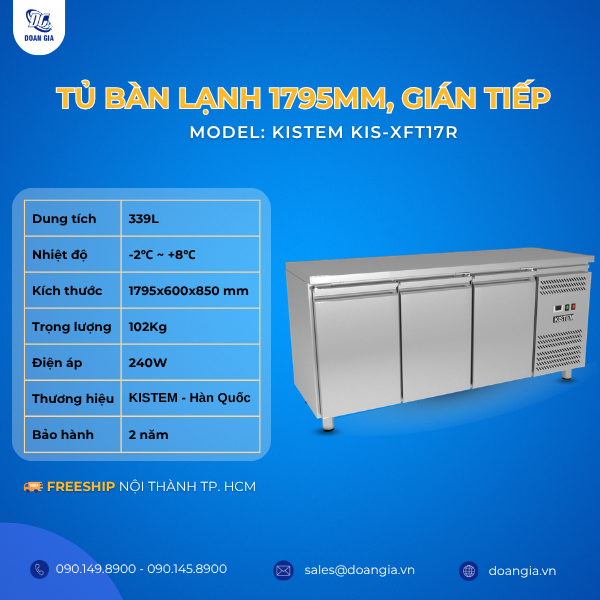 tủ bàn lạnh cao cấp làm lạnh gián tiếp