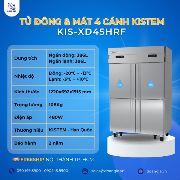 tủ vừa lạnh vừa đông 4 cánh, trực tiếp