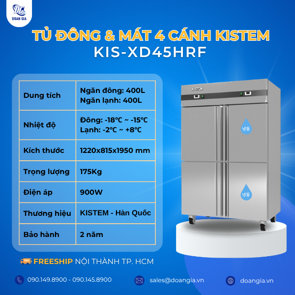 tủ 2 lạnh 2 đông 4 cánh kistem